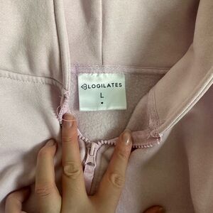 BLOGILATES Light Pink Marshmallow Zip-Up Hoodie Oversized L